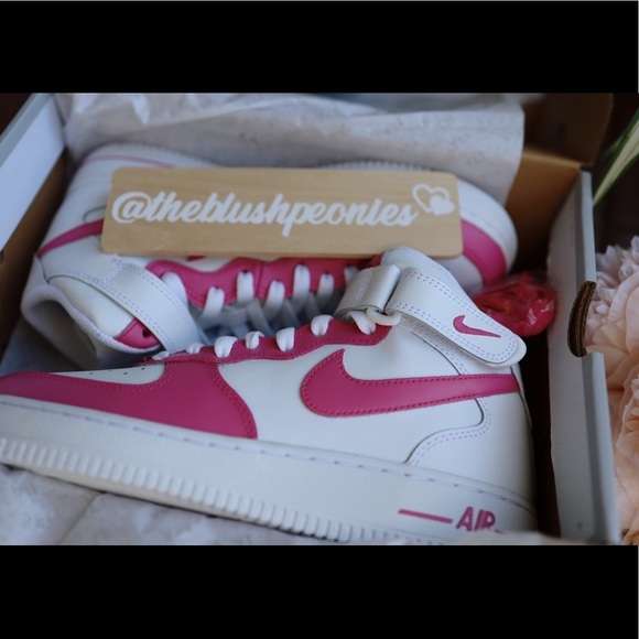 Custom Nike Air Force One Mid Berry Pink / Custom Painted Air Force 1 - Picture 5 of 8